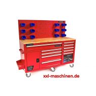 drehen-fraesen-bohren.de     Werkstattwagen - Werkzeugwagen mit Schubladensystem und Rückwand in rot